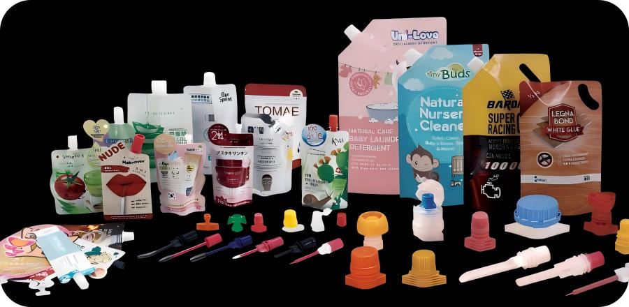 plastic spout cap for flexible packaging pouch