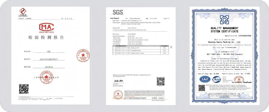 certification of ISO9001 and SGS